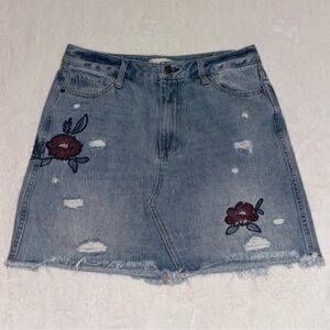 Altar'd State Red and Black Embellished distressed Mini Skirt, size 31